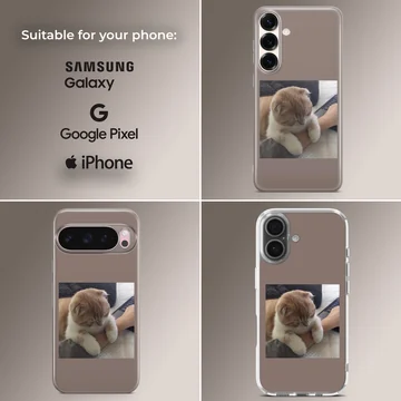 Aesthetic cat design on a phone case featuring a serene photographic style. — Collage
