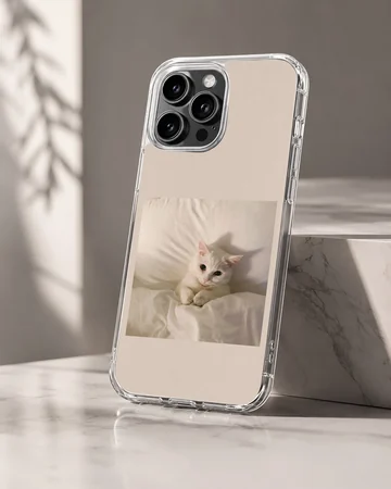 Aesthetic Cat featuring a serene white feline on a phone case — Hero