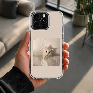 Aesthetic Cat featuring a serene white feline on a phone case — Lifestyle