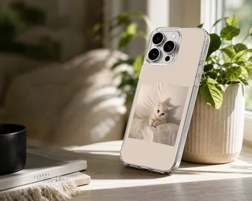 Aesthetic Cat featuring a serene white feline on a phone case — Lifestyle