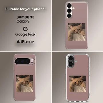 Aesthetic Cat phone case featuring a serene feline photograph. — Collage