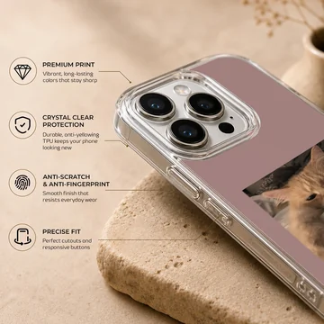 Aesthetic Cat phone case featuring a serene feline photograph. — Info