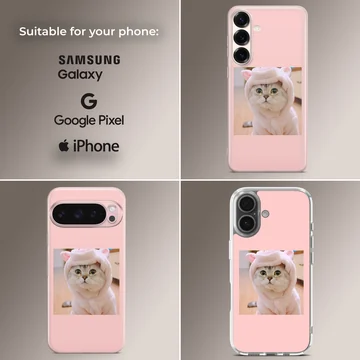 Aesthetic cat in pastel hues on phone case — Collage