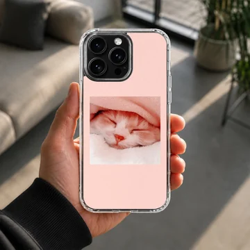 Aesthetic cat in serene sleeping pose, printed on phone case — Lifestyle