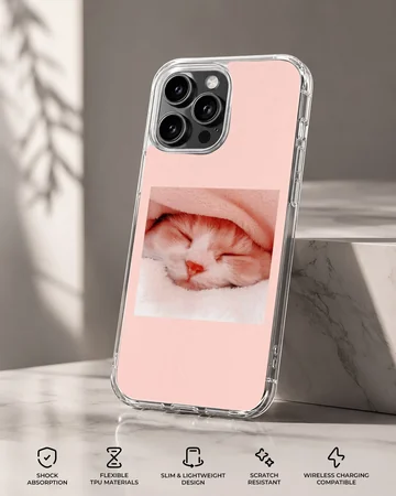 Aesthetic cat in serene sleeping pose, printed on phone case — Specs