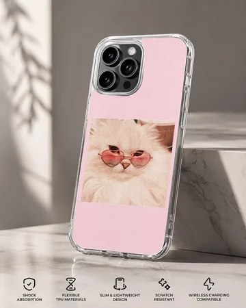 Aesthetic Cat with sunglasses on a pink backdrop phone case — Specs
