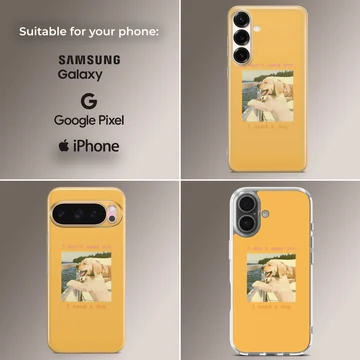 Aesthetic Dog illustration phone case with the phrase 'I don't need you, I need a dog'. — Collage