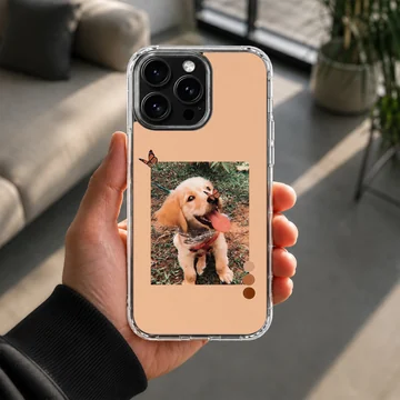 Aesthetic dog with playful puppy and butterfly phone case — Lifestyle