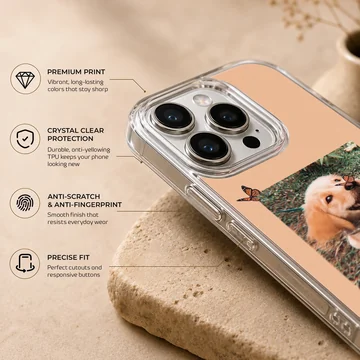 Aesthetic dog with playful puppy and butterfly phone case — Info