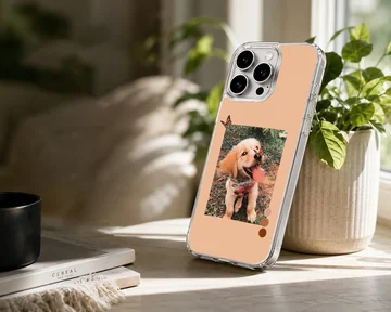 Aesthetic dog with playful puppy and butterfly phone case — Lifestyle