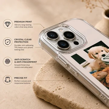 Aesthetic Dog phone case featuring a cute puppy and plush toy with a soft TPU snap case. — Info