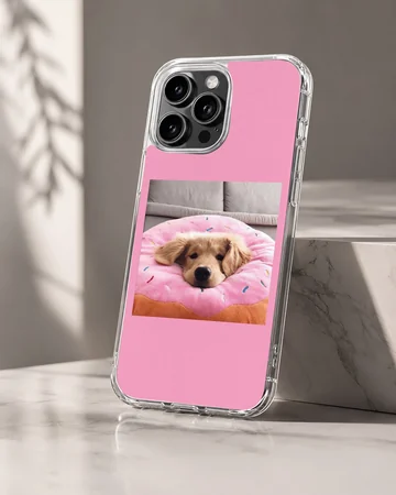 Aesthetic dog lying on a colorful cushion phone case — Hero