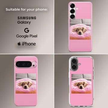 Aesthetic dog lying on a colorful cushion phone case — Collage