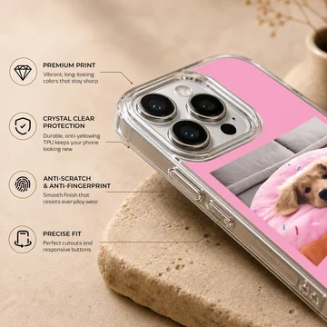 Aesthetic dog lying on a colorful cushion phone case — Info