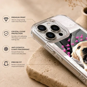 Photographic design of an aesthetic dog with hearts on phone case — Info