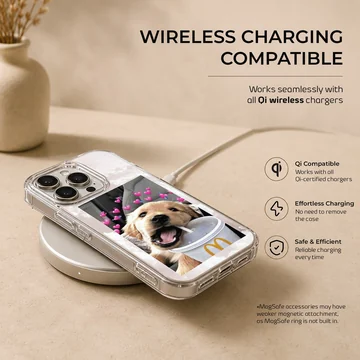 Photographic design of an aesthetic dog with hearts on phone case — Charging