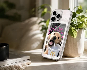 Photographic design of an aesthetic dog with hearts on phone case — Lifestyle