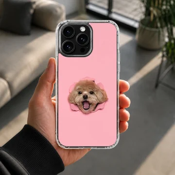 Aesthetic dog with playful face on a phone case — Lifestyle