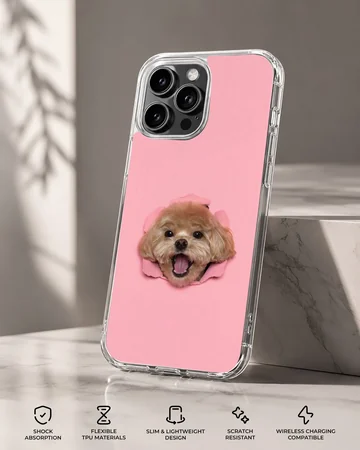 Aesthetic dog with playful face on a phone case — Specs
