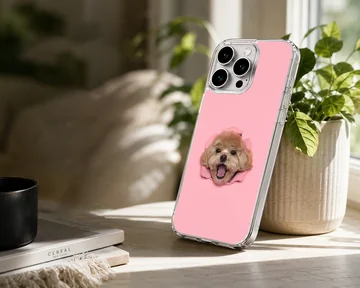 Aesthetic dog with playful face on a phone case — Lifestyle