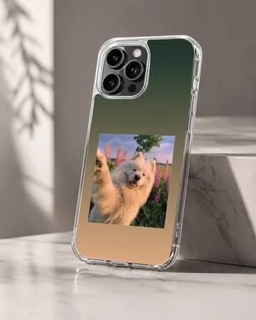 Aesthetic dog with a serene background on phone case — Hero