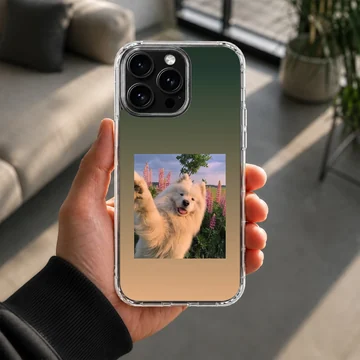 Aesthetic dog with a serene background on phone case — Lifestyle