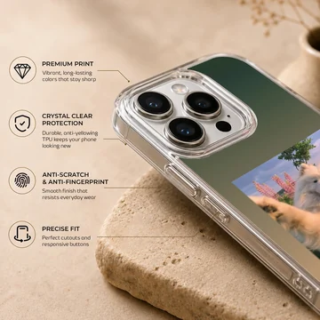 Aesthetic dog with a serene background on phone case — Info