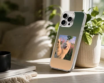 Aesthetic dog with a serene background on phone case — Lifestyle