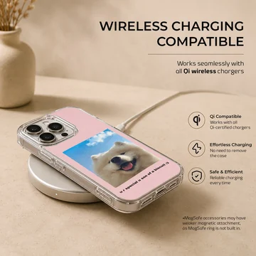 Aesthetic dog design with a fluffy white dog on a phone case — Charging