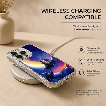 Aladdin cartoon characters on a flying carpet under a moonlit sky phone case — Charging
