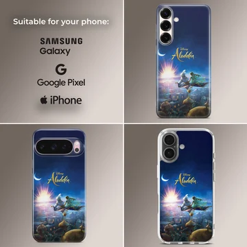 Aladdin and Genie flying over a city at night phone case — Collage