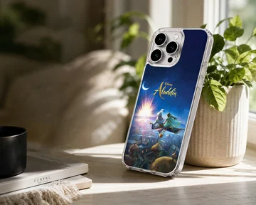 Aladdin and Genie flying over a city at night phone case — Lifestyle