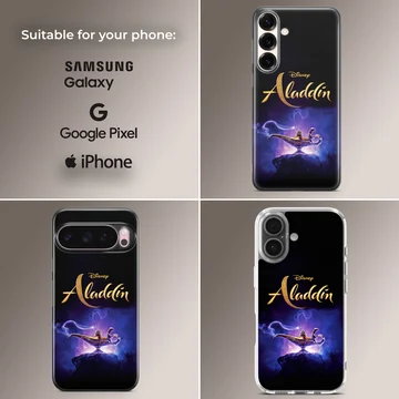 Aladdin Genie Lamp glowing in vibrant colors on phone case — Collage