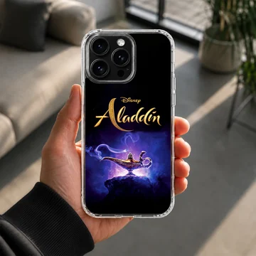 Aladdin Genie Lamp glowing in vibrant colors on phone case — Lifestyle