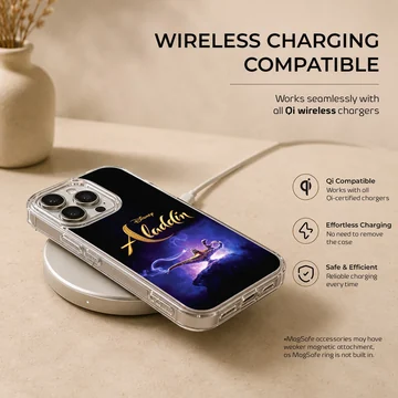 Aladdin Genie Lamp glowing in vibrant colors on phone case — Charging