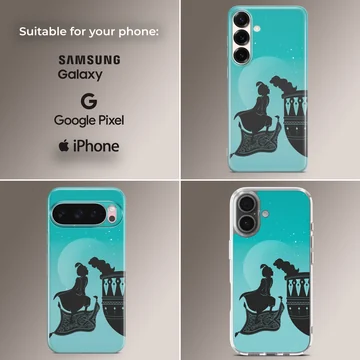 Aladdin and Jasmine silhouette under a moonlit sky on phone case — Collage