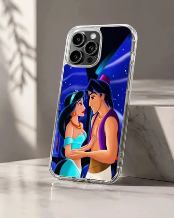 Aladdin and Jasmine with a magical backdrop on phone case