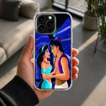 Aladdin and Jasmine with a magical backdrop on phone case — Lifestyle