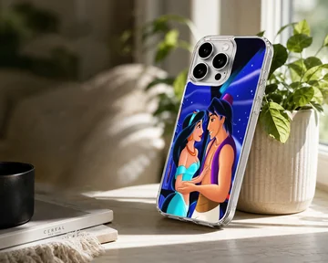 Aladdin and Jasmine with a magical backdrop on phone case — Lifestyle