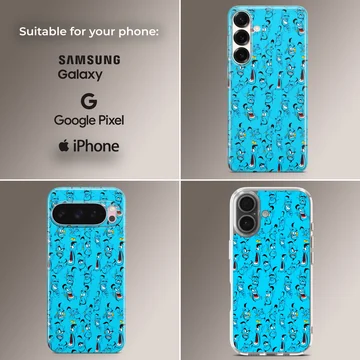 Playful Aladdin Genie cartoon pattern on phone case — Collage
