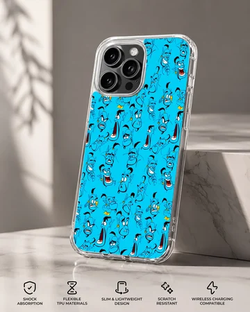 Playful Aladdin Genie cartoon pattern on phone case — Specs