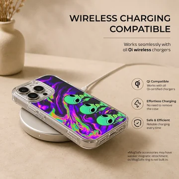 Aliens cartoon design on a phone case with vibrant colors — Charging
