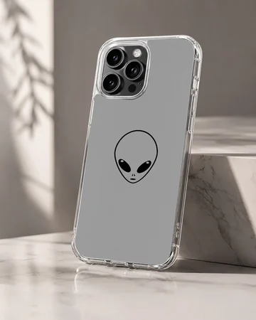 Alien minimalist art on grey phone case — Hero