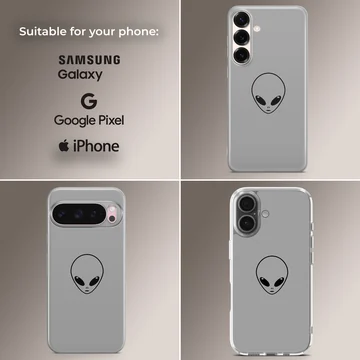 Alien minimalist art on grey phone case — Collage