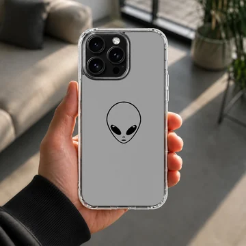 Alien minimalist art on grey phone case — Lifestyle