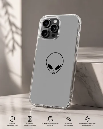 Alien minimalist art on grey phone case — Specs