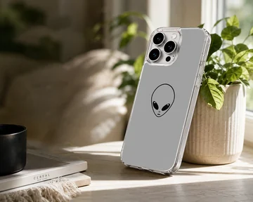 Alien minimalist art on grey phone case — Lifestyle