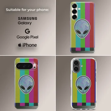 Colorful aliens cartoon design on phone case — Collage
