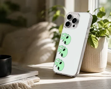Alien cartoon design with green alien faces on phone case — Lifestyle