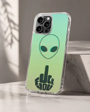 Alien with bold typography on a phone case — Hero